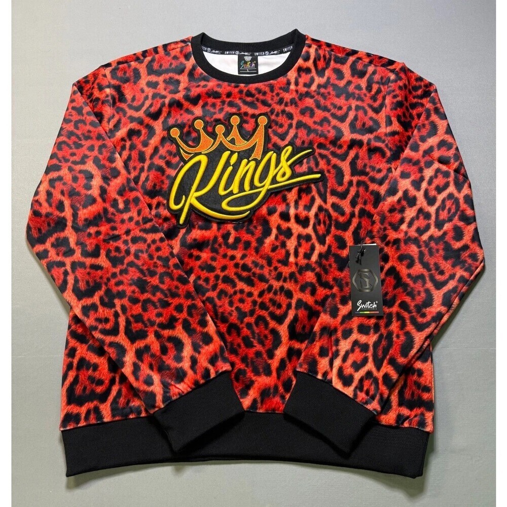 Switch Remarkable Kings Leopard Print Crew Neck Sweatshirt Women's Large Timber